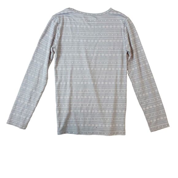 32 Degrees Heat Base Layer Long Sleeve Shirt Girls Medium Gray Fair Isle - Picture 2 of 4